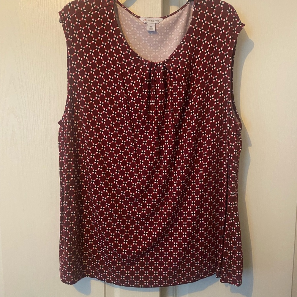 Liz Claiborne Burgundy Sleeveless Blouse